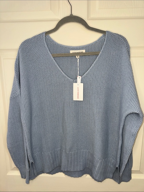 Lucky Brand Sweaters - Lucky Brand Blue V-Neck Knit Pullover Cozy Sweater